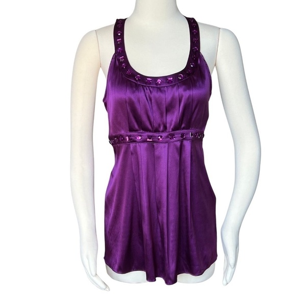 Express Women's Purple Goddess Style Tank Top With Jeweled Neckline Size M NWT - Picture 9 of 9